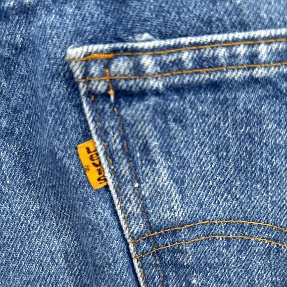 Vintage Levi's 517 Jeans Size 30x31 Flare USA Made 80s Whisker Fade Orange Tab - Picture 2 of 14